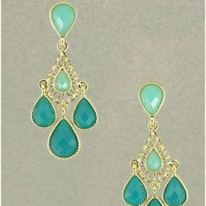 Great Gold and Green Drop Earrings - New